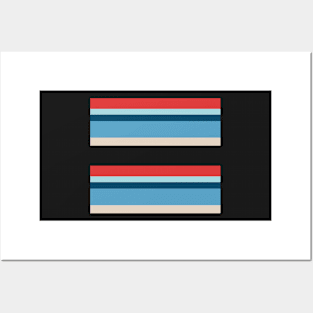 RETRO RED AND BLUE COLOR THEME STRIPE PATTERN FOR SUMMER Posters and Art